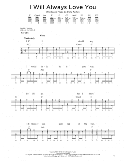 page one of I Will Always Love You (Banjo Tab)