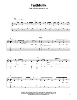 page one of Faithfully (Easy Ukulele Tab)