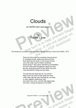 page one of Clouds (for SATB chorus and piano)