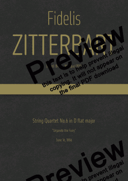 page one of Zitterbart - String Quartet No.6 in D flat major