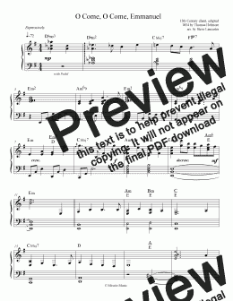 page one of O Come, O Come, Emmanuel - contemplative arr. for solo piano