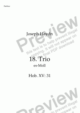 page one of Haydn, Klavier-Trio Nr. 18 es-Moll Hob. XV: 31 – Flöte (anstelle Violine)