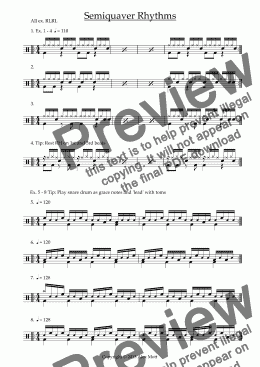 page one of Semiquaver Rhythms