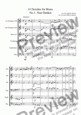 page one of 4 Chorales for Brass No.1. Nun Danket