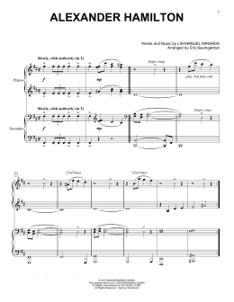 Alexander Hamilton (from Hamilton) (arr. Eric Baumgartner) (Piano Duet)