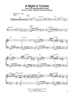 page one of A Night In Tunisia (Piano Transcription)