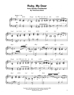 page one of Ruby, My Dear (Piano Transcription)