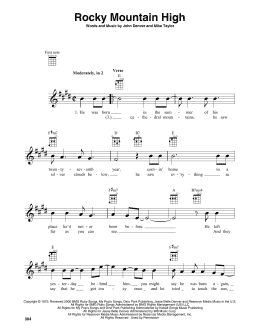 page one of Rocky Mountain High (Baritone Ukulele)