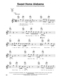 page one of Sweet Home Alabama (Baritone Ukulele)