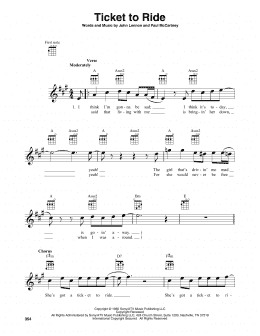 page one of Ticket To Ride (Baritone Ukulele)