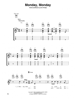 page one of Monday, Monday (Baritone Ukulele)