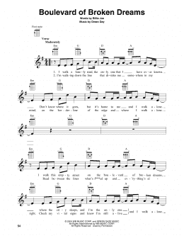 page one of Boulevard Of Broken Dreams (Baritone Ukulele)