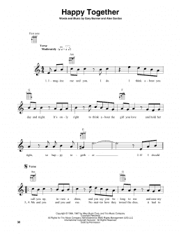 page one of Happy Together (Baritone Ukulele)