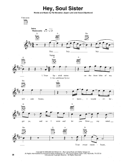 page one of Hey, Soul Sister (Baritone Ukulele)