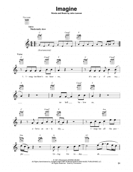 page one of Imagine (Baritone Ukulele)