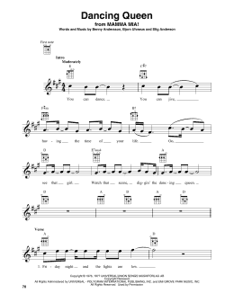 page one of Dancing Queen (Baritone Ukulele)