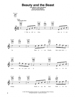 page one of Beauty And The Beast (Baritone Ukulele)