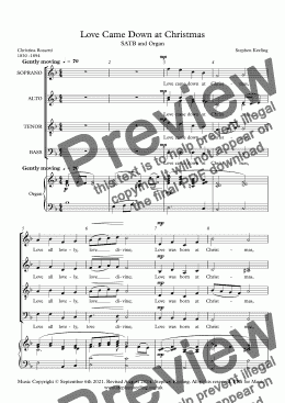 page one of LOVE CAME DOWN AT CHRISTMAS - SATB and Organ 