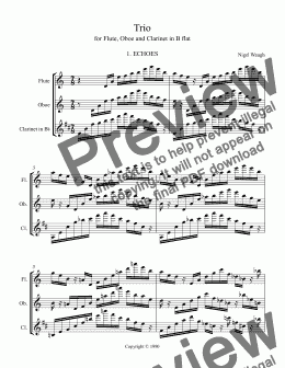 page one of Trio for Flute, Oboe and B flat Clarinet