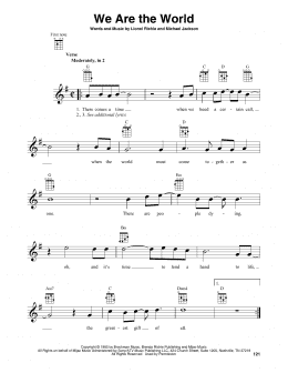 page one of We Are The World (Baritone Ukulele)