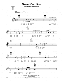 page one of Sweet Caroline (Baritone Ukulele)