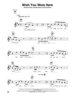 page one of Wish You Were Here (Baritone Ukulele)