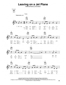 page one of Leaving On A Jet Plane (Baritone Ukulele)