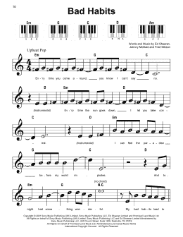 page one of Bad Habits (Super Easy Piano)