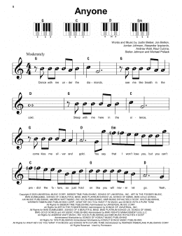 page one of Anyone (Super Easy Piano)