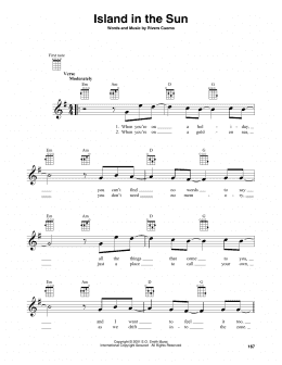 page one of Island In The Sun (Baritone Ukulele)