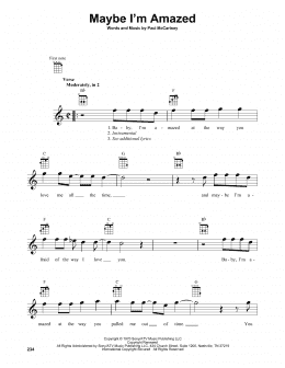 page one of Maybe I'm Amazed (Baritone Ukulele)