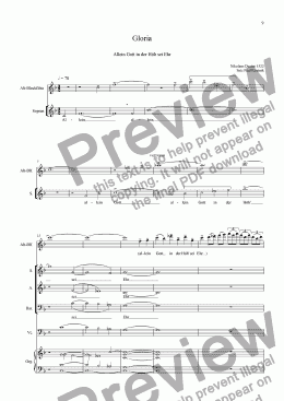 page one of Mass for Recorder, S, A, Bar, Organ and Cello: 3. Gloria