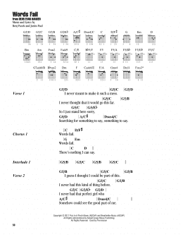 page one of Words Fail (from Dear Evan Hansen) (Guitar Chords/Lyrics)