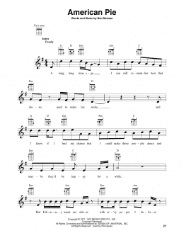 page one of American Pie (Baritone Ukulele)