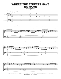 page one of Where The Streets Have No Name (Cello Duet)