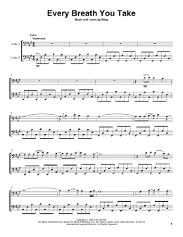 page one of Every Breath You Take (Cello Duet)