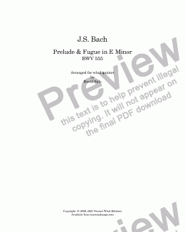 page one of Prelude & Fugue in E Minor (wind quintet)