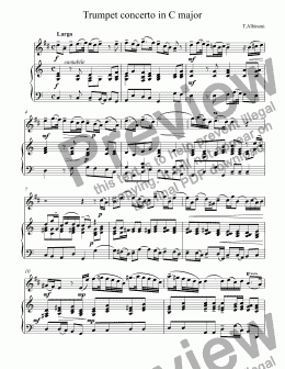 page one of Albinoni - Trumpet Concerto in C Major, Op. 2, No. 10: I. Grave adagio for trumpet Bb & piano