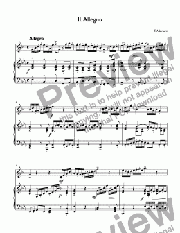 page one of Albinoni - Trumpet Concerto in E-Flat Major, Op. 7, No. 1: II. Allegro for trumpet Bb & piano