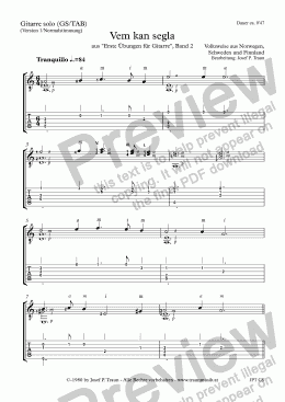 page one of Vem ka segla (GS/TAB/Version 1/A-Moll)