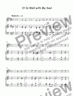 page one of trad. - It Is Well with My Soul - for trumpet Bb & piano