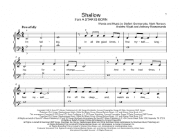 page one of Shallow (from A Star Is Born) (Educational Piano)