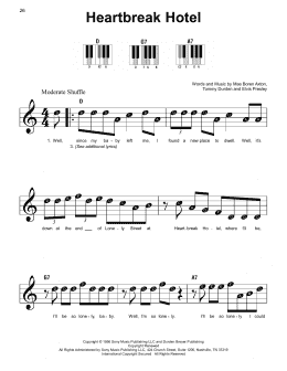 page one of Heartbreak Hotel (Super Easy Piano)