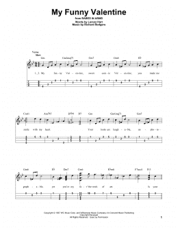 page one of My Funny Valentine (Easy Ukulele Tab)