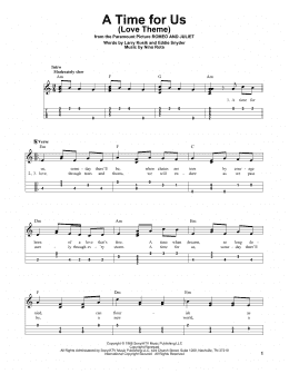 page one of A Time For Us (Love Theme) (Easy Ukulele Tab)