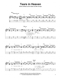 page one of Tears In Heaven (Easy Ukulele Tab)