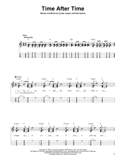 page one of Time After Time (Easy Ukulele Tab)