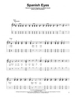 page one of Spanish Eyes (Easy Ukulele Tab)