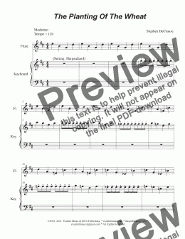 page one of The Planting Of The Wheat (Flute solo and Keyboard)