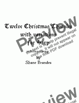 page one of Twelve Christmas Chorales with Variations for Harp